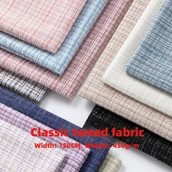Tela de Tweed agradable a la piel por metro para ramos de ropa, chaquetas, faldas de mujer, tela de costura, alambre plateado, transpirable, azul