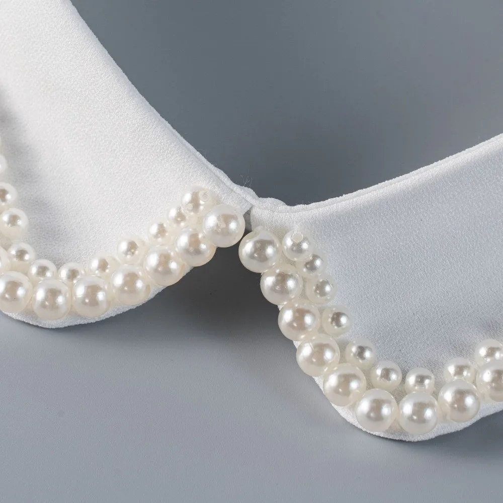 Модный искусственный воротник с жемчужной каймой, элегантный съемный воротник на шею, элитное минималистское платье, блузка, декор для женщин