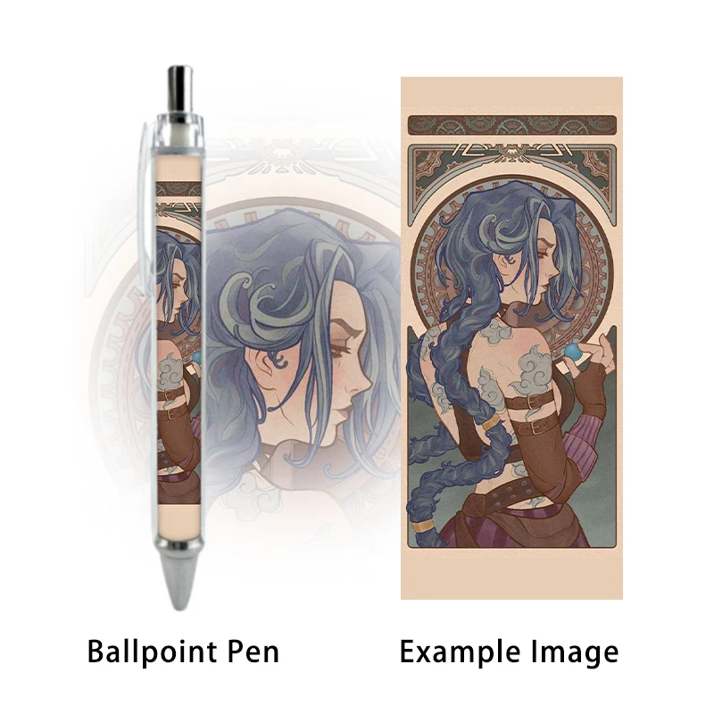 4PCS Jinx Beauty Tattoo Black Refill Ballpoint Pen League of Legends Arcane Stationery Game Tarot Card Pattern Caneta Supplies