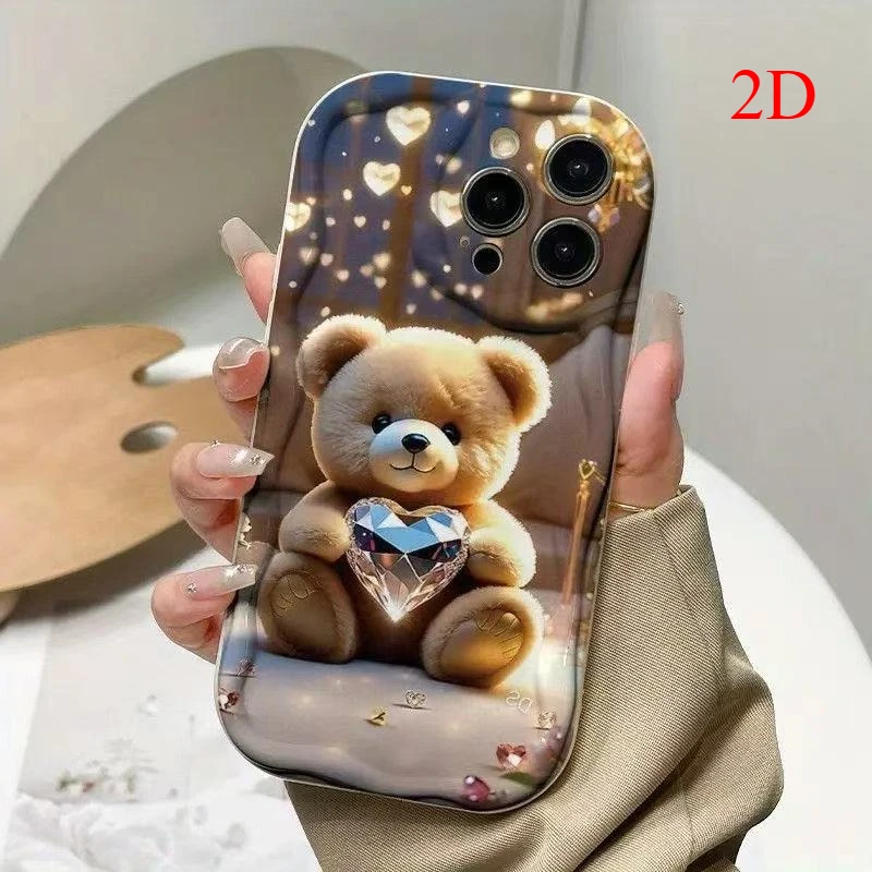 Cartoon Bear Heart 2D Pattern Phone Case For Samsung Galaxy S26 S25 S24 FE S22 S23 Ultra Plus A56 A55 A37 A36 A27 A26 A16 Cover view 5