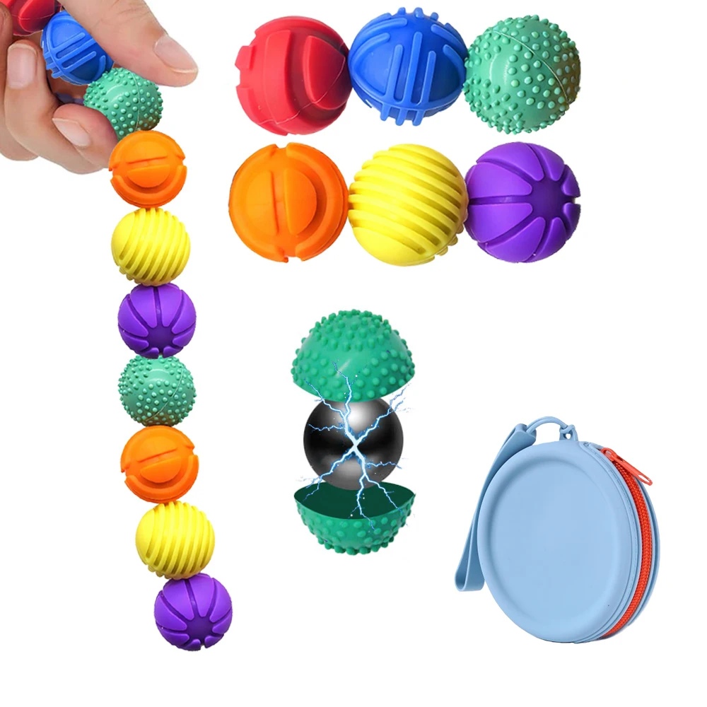 

Магнитный силиконовый шарик для снятия стресса, развивающий сенсорный мяч с текстурированной поверхностью и магнитной функцией, подходит для людей с СДВГ