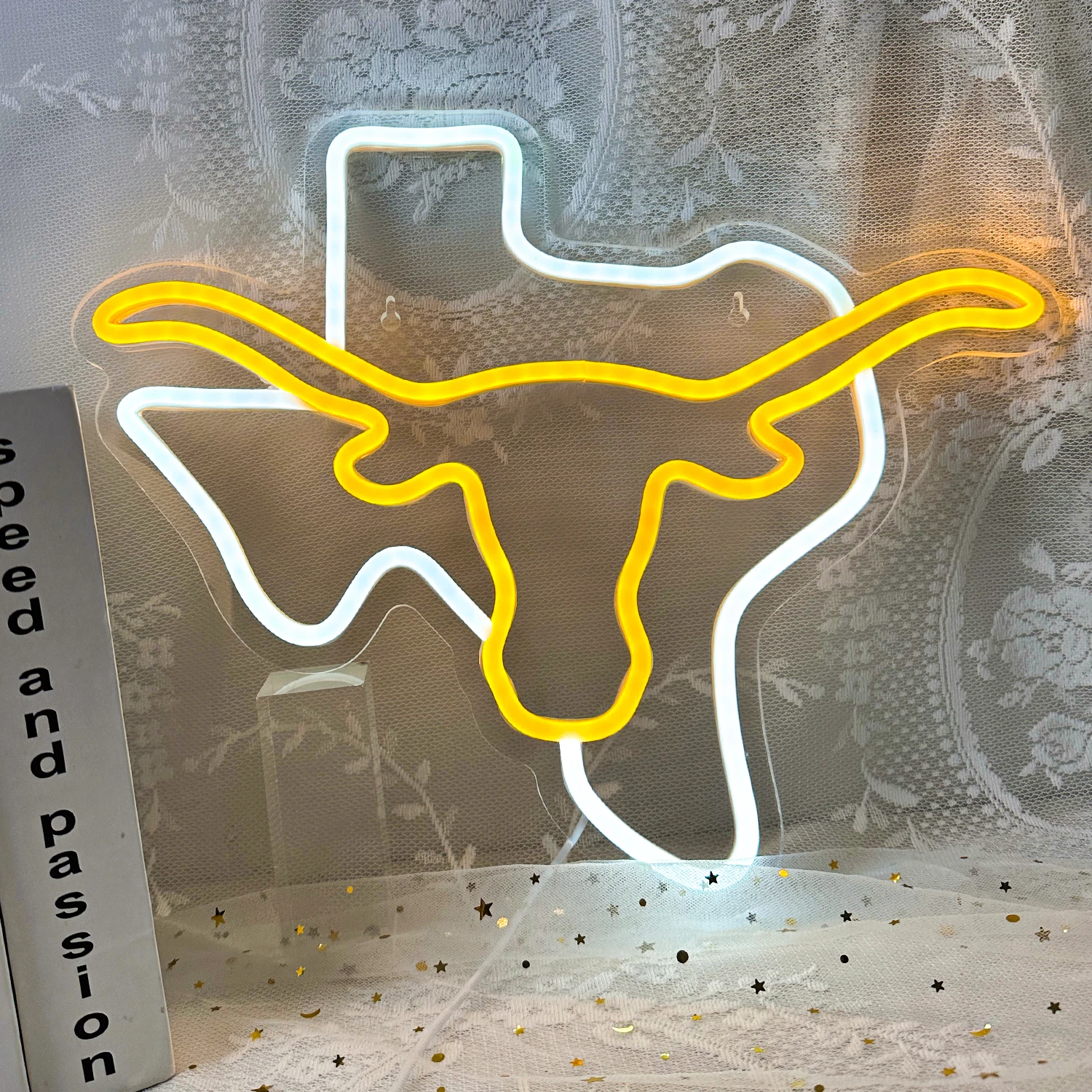 Bull's Head Map Neon Sign LED Neon Light For Bedroom Living Room Men's Private Space Game Room Club Beer Bar ART Wall Decoration