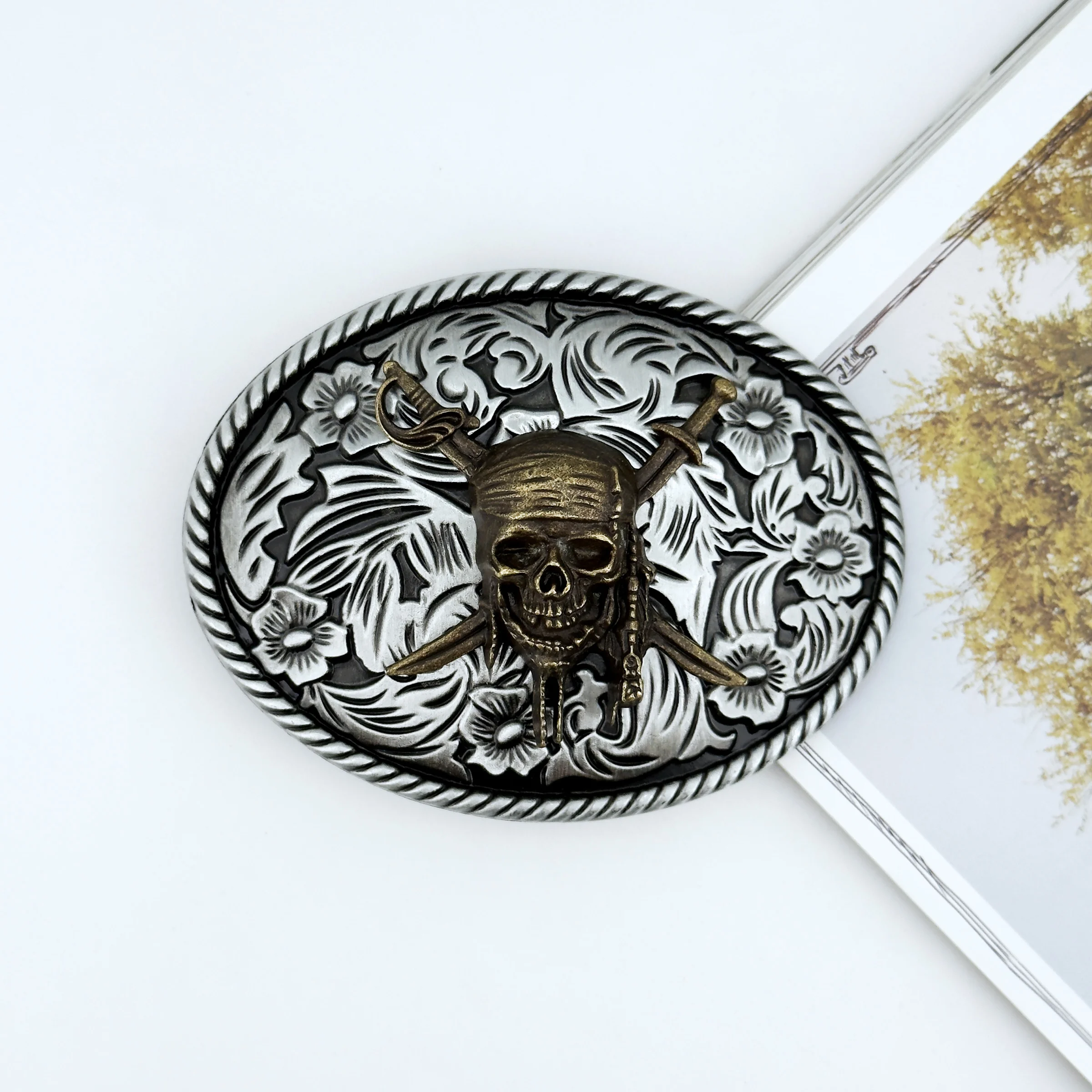 1PC race style stylish oval pirate pattern belt buckle DIY casual multi-function board buckle accessories for European and Ameri