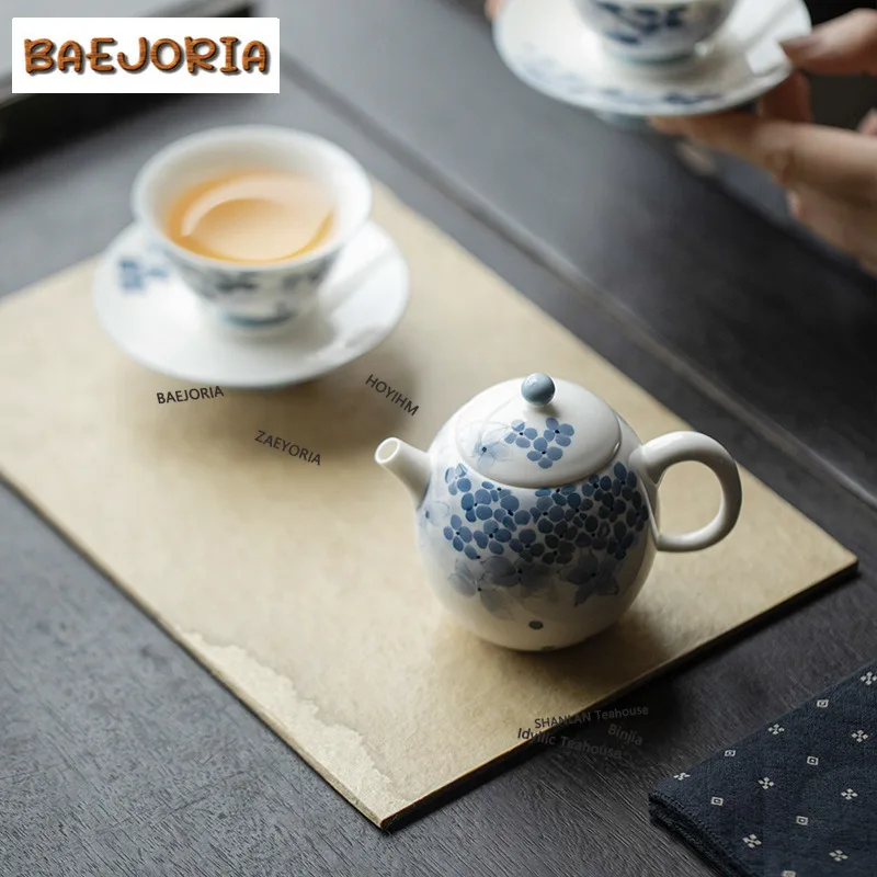 BAEJORIA 165ml Hand Drawn Embroidered Flower Teapot Handmade Tea Infuser Pot Tea Maker Kettle With Strainer Teaset Accessories