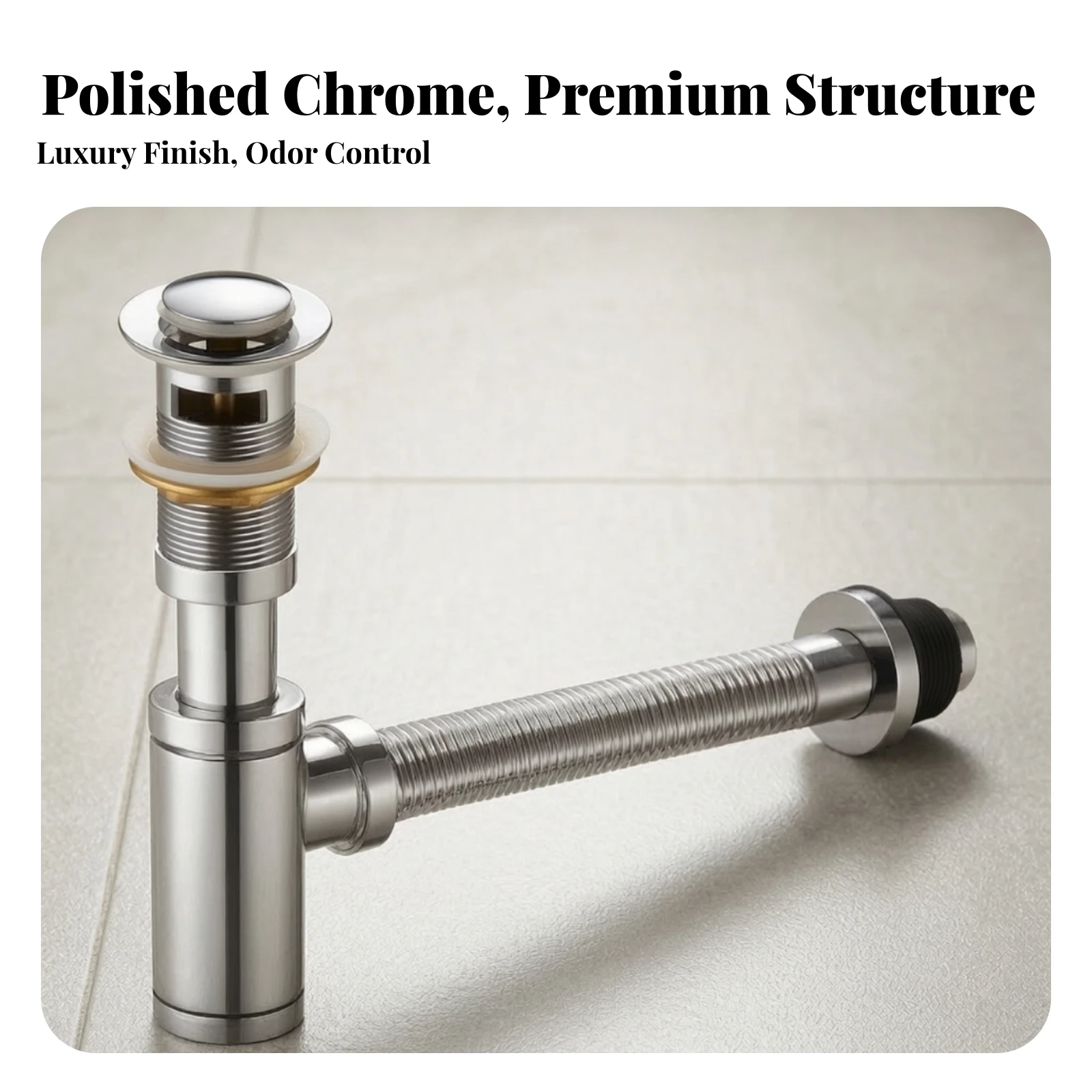 Sink Drain with Flexible Hose Space-Saving Bottle Seal with Corrugated Pipe Waste Pipe Corrosion-Resistant Plumbing Contemporary