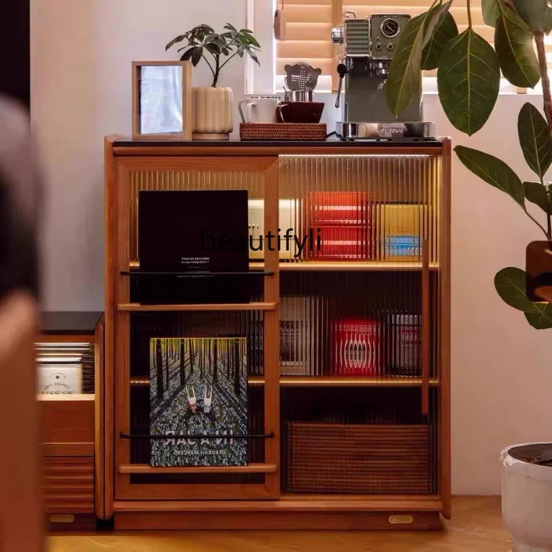 

ss7486 Nordic solid wood, living room TV side cabinet, bedroom storage locker, cherry wood wall locker