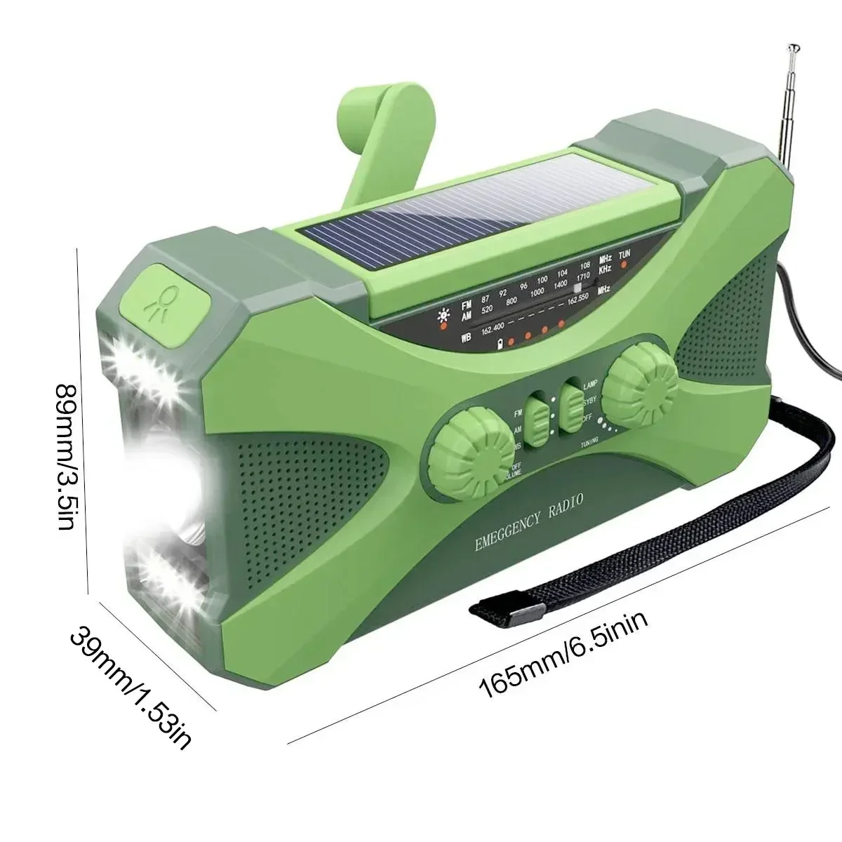 Multifunctional 10000mAh Solar Crank Radio  AM/FM/NOAA Weather Alert, Dual Stereo Speakers, Phone Charger, LED Torch & SOS Alarm