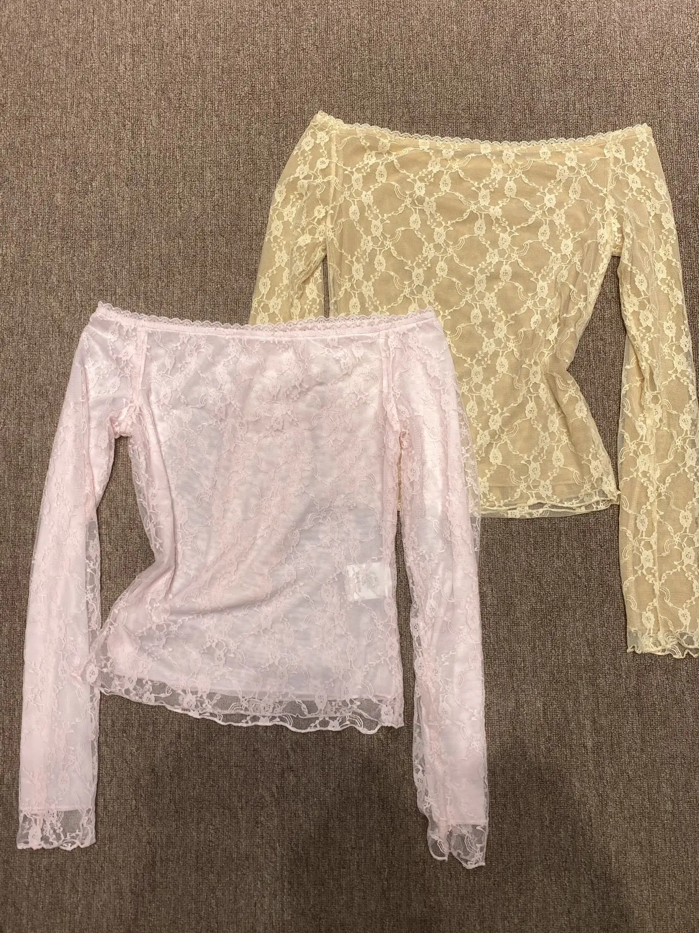 

Sexy Lace See-tough Long Sve One-oulder Slim Fit Women's Top Faionable Versatile Bodycon irt Polyester Fiber