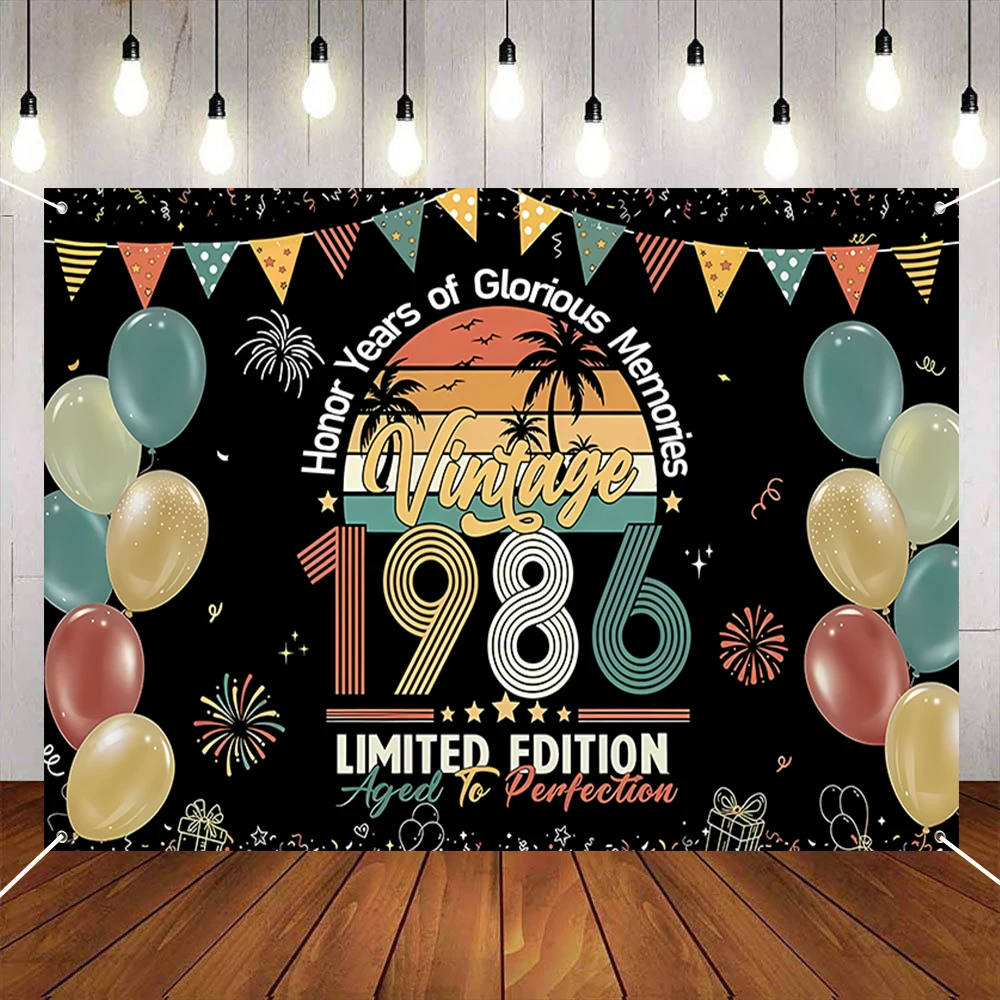 Vintage 1986 Happy 40th Birthday Hintergrund, Banner mit Motiv „Zurück in 1986“, Fotografie-Requisiten für Geburtstagsfeier-Dekoration