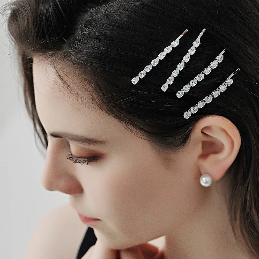 Miallo Shining Crystal Cubic Zirconia Pearl Hair Clip for Women Elegant Korean Design Snap Barrette Hairpin Set Hair Accessories