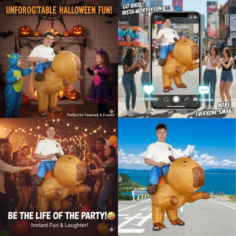 

Inflatable Ride On Capybara Costume Christmas Funny Blow Up Animal Suit Cosplay Stage Performance Prop Holiday Party Top New