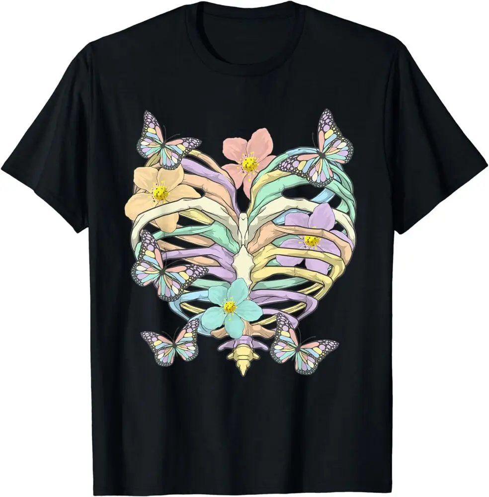 Pastel Goth Heart Ribcage Harajuku  Aesthetic Otaku T-ShirtAnime Pattern Clothing Y2K SummerAnime Graphic T-shirts for Men C