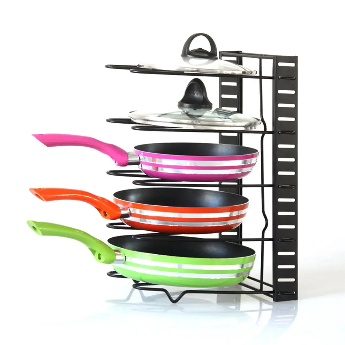 5/8 Layers Kitchen Cookware Organizer Stand Pan Pot Lid Frying Pan Kitchen Cabinet Shelf Iron Skillet Storage Holder Rack