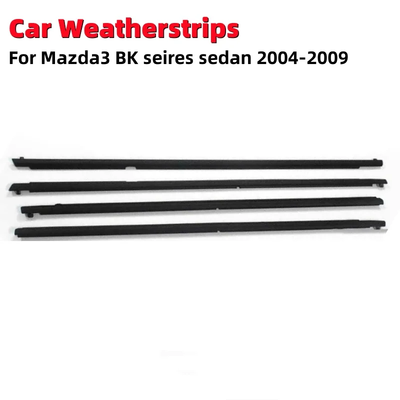 4Pcs Car Weatherstrips Waterproof Window Glass Sealing Strip for Mazda3 BK seires sedan 2004-2009