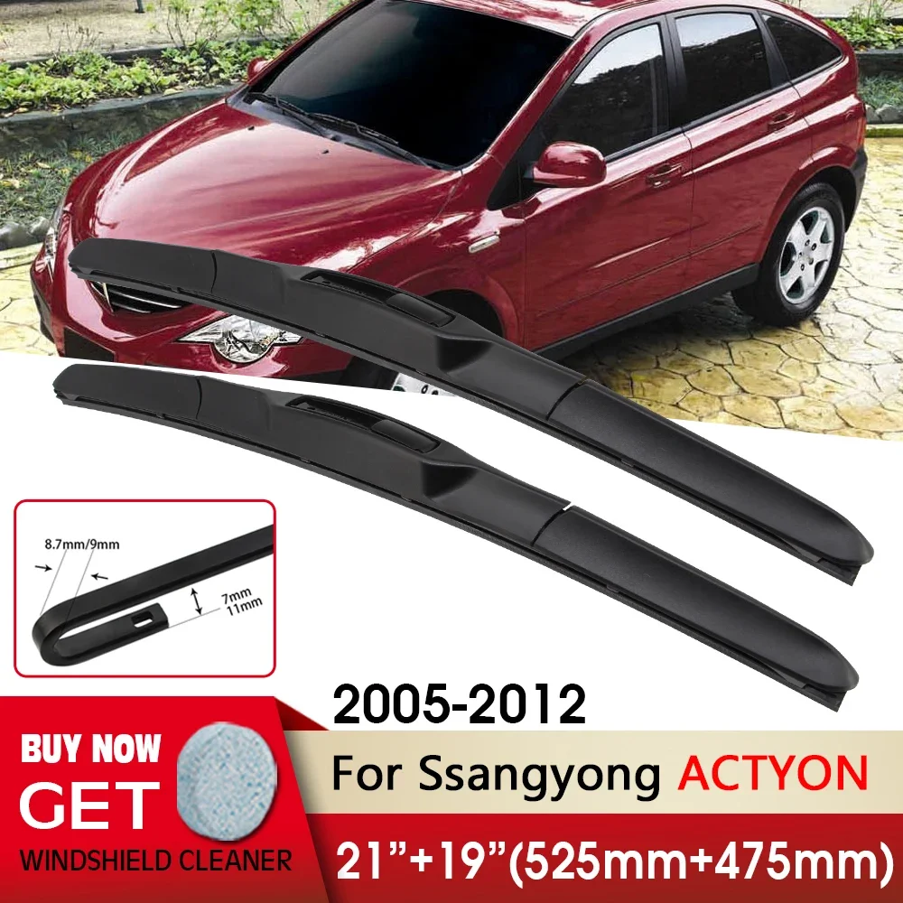 

Car Wiper RHD LHD Front Wiper Blade 21"+19" For Ssangyong ACTYON 2005-2012 Fit U Hook Arm Windshield Windscreen Front Window