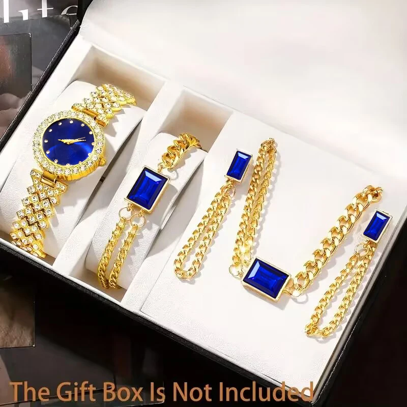 5-piece ladies' elegant quartz watch and sparkling accessory set for daily wear as gifts for friends and family