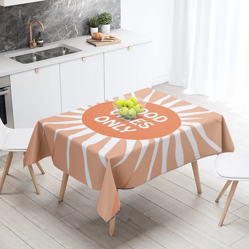 Blue Polka Dot Tablecloth with Green Edges - Perfect for Modern Kitchens & Dining Tables