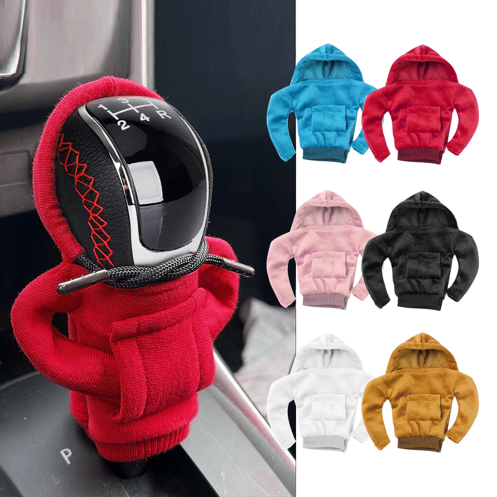 New 6 Colors Car Shift Knob Cover Fashion Hoodie Decorates Gear Shift Cover Manual or Automatic Car Interior Accessorie