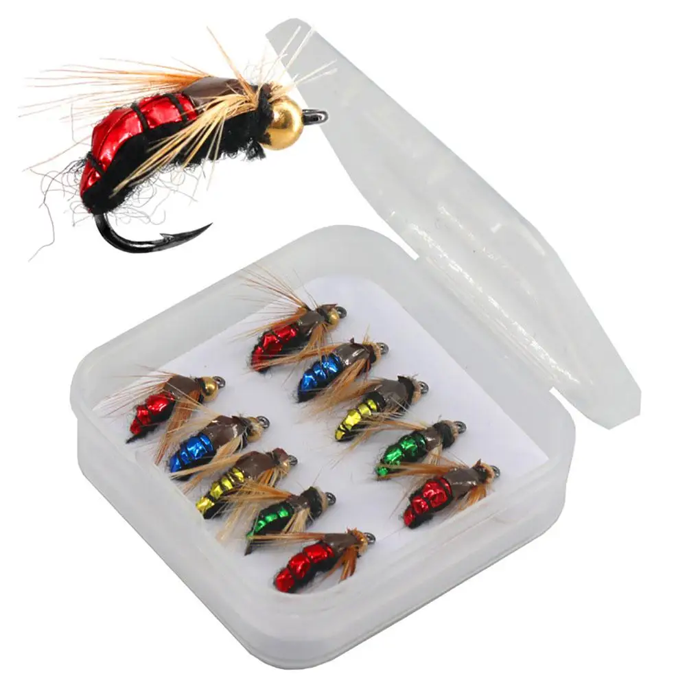 

10Pcs Artificial Insect Fishing Bait Set With Barb Hooks Fast Sinking Fishing Lure Kit For Trout Perch Wholesale Dropshipping