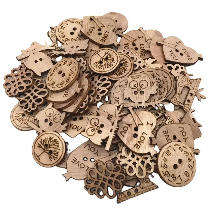 

50pcs Wooden Craft Embellishment Assorted Designs Cutouts for Christmas Festival Wedding Party Patchwork DIY