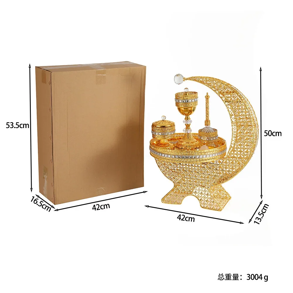 

Incense burner six-piece exquisite golden moon hollow flower