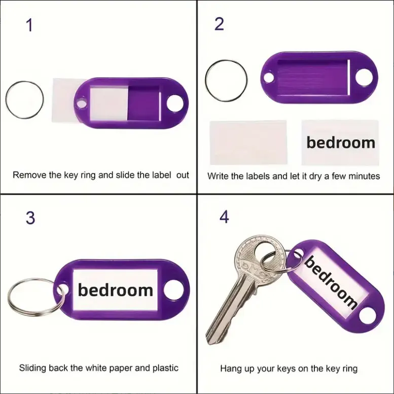 10/50 قطعة من علامات المفاتيح البلاستيكية مع حلقات المفاتيح |   10 ألوان من علامات المفاتيح PP |   علامات ملصقات ملكية تأجير الفنادق |   تحديد الهوية ضد الماء