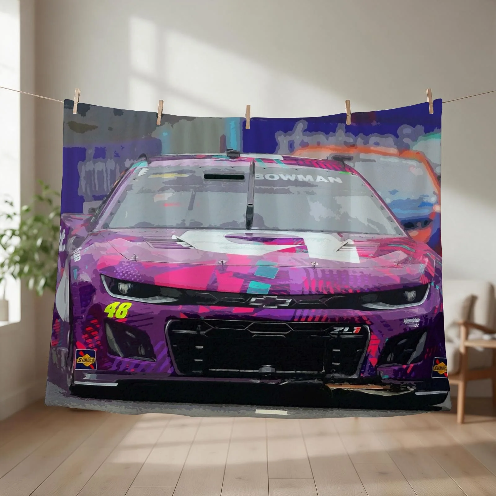 Alex Bowman racing on the Chicago street course 2024 Throw Blanket couch cozy soft plush fuzzy picnic outdoor blanket