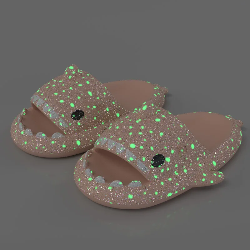 Fluorescence Shark Slippers Men Women Luminescent Thick Sole Slides Non-slip Flip Flops Couple Flats Shoes Soft EVA Sandals