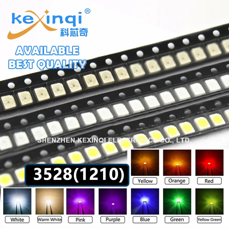 100pcs/lot SMD LED Diodes 3528 1210 Diode SMD LED Diodo Kit Green RED WARM White ICE Blue Yellow Pink Purple-UV Orange rgb