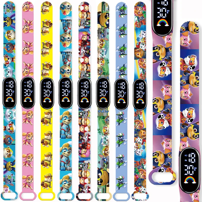 PAW Patrol Anime Action Figure Children's Watches Chase Rubble LED Touch Electronic Waterproof Kids Watches Birthday Gifts