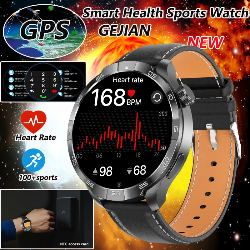 

Смарт-часы GEJIAN Siart Health Sports Watch с NFC, AMOLED-дисплеем 1,85 дюйма, мониторингом сердечного ритма, Bluetooth-звонками, IP68, GPS-трекером для мужчин