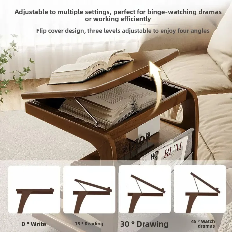 غرفة معيشة قابلة للإزالة مع عجلات جانبية لطاولة القهوة وغرفة النوم وخزانة بجانب السرير #3