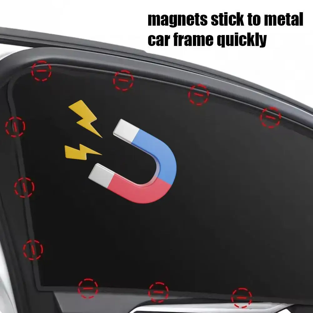 2Pcs Car Side Window Sun Shade Magnet Privacy Curtains UV Reflection Anti Glare UV Block Sunshade For Front/Back Window