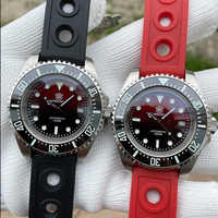 STEELDIVE Men Diver Watch Military Automatic Watch Mechanical Wristwatch 100ATM Waterproof Luminous Gradient Red Black Dial NH35