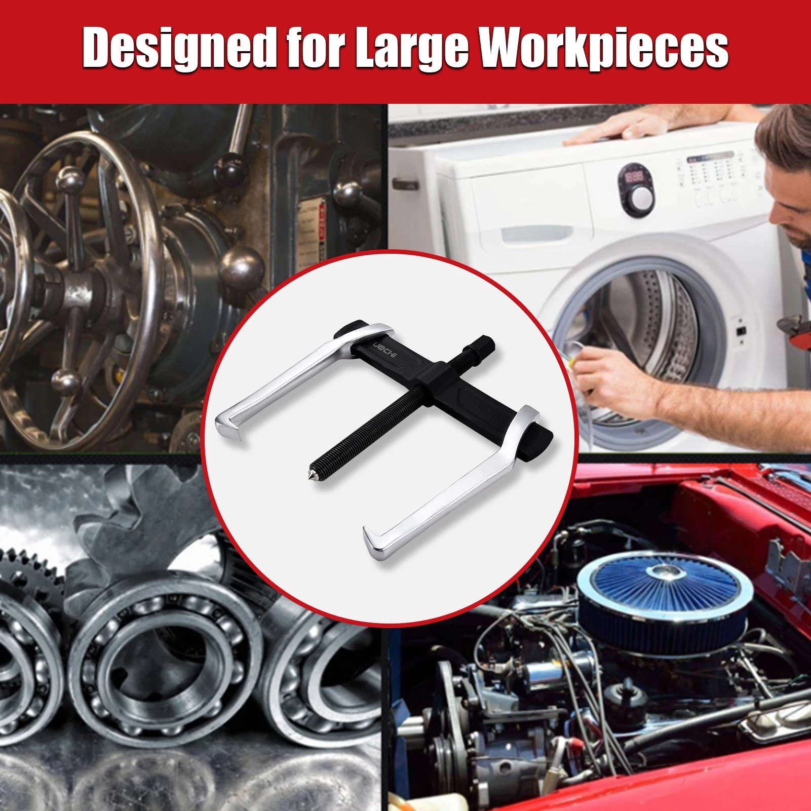 Extrator de 2 mandíbulas, removedor de volante de 14 polegadas ajustável, dispositivo de elevação de 2 garras resistente para tração interna externa