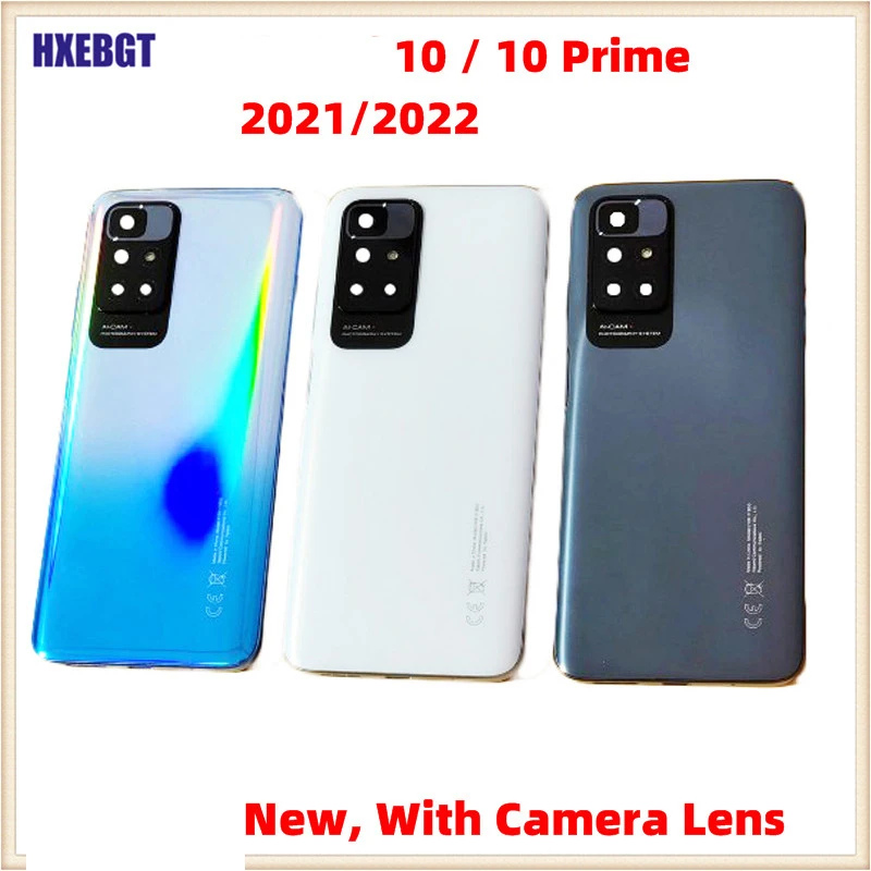 

For Xiaomi Redmi 10 , 10 Prime 2021/2022 Back Lid Door Housing With Camera Lens Smartphone Repair Parts