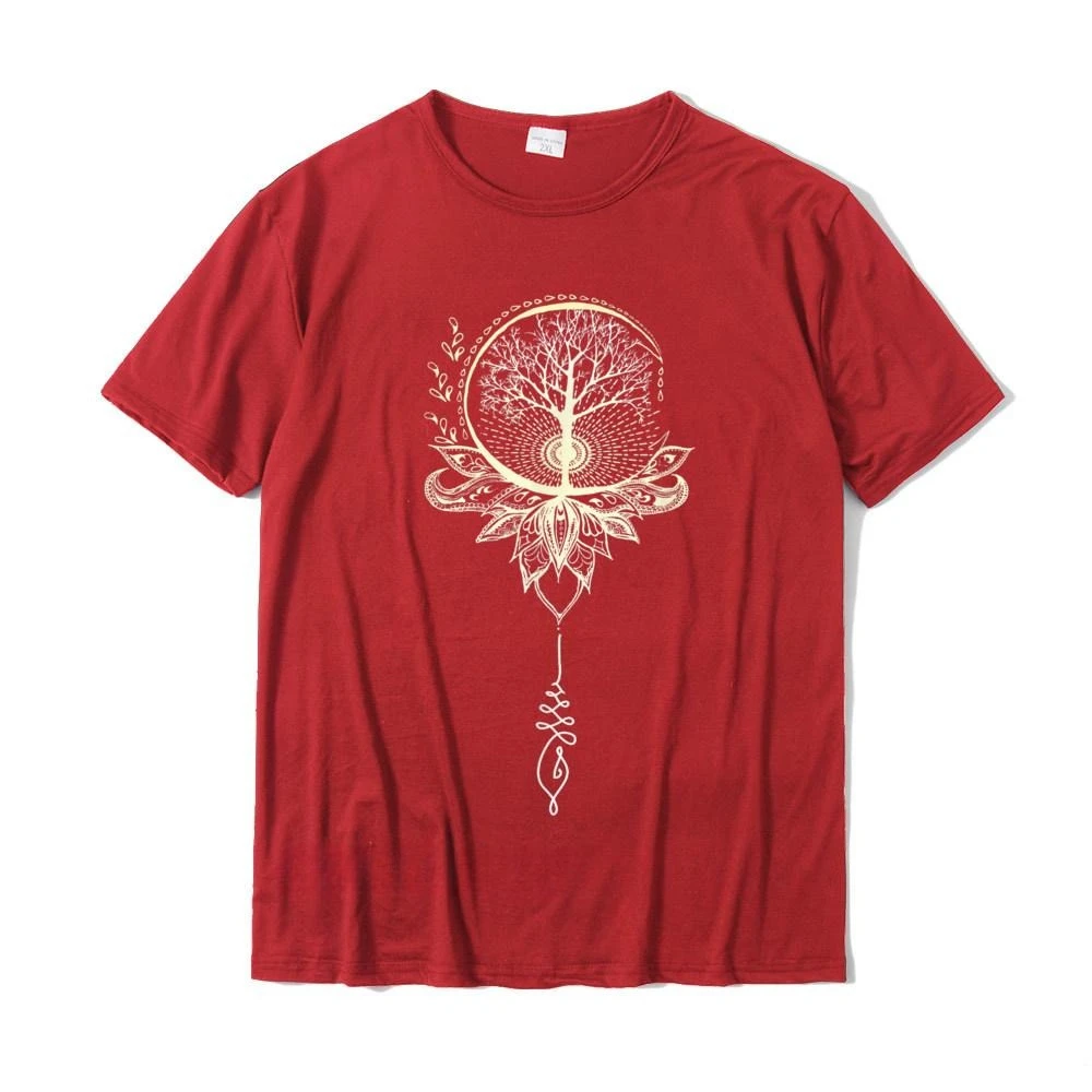 Camiseta de algodón con diseño de árbol de la vida para hombre, camisetas familiares con Mandala Lotus Unalome, camisetas estampadas, superventas