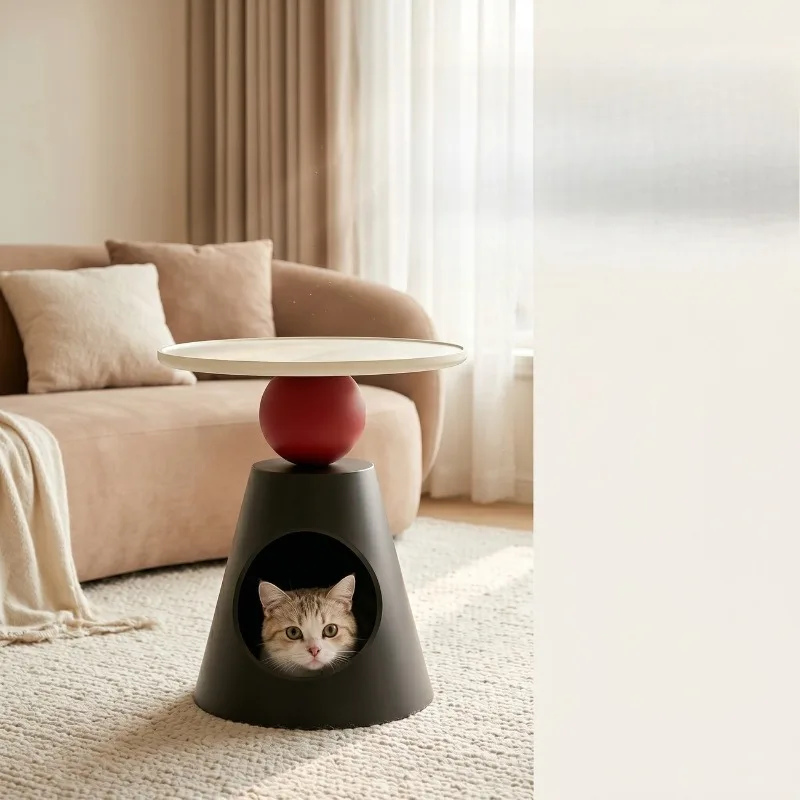 Minimalist Creative Coffee Table Cat House Stylish Small Space Pet Nest Human Pet Co-living Art Side Table  cat bed