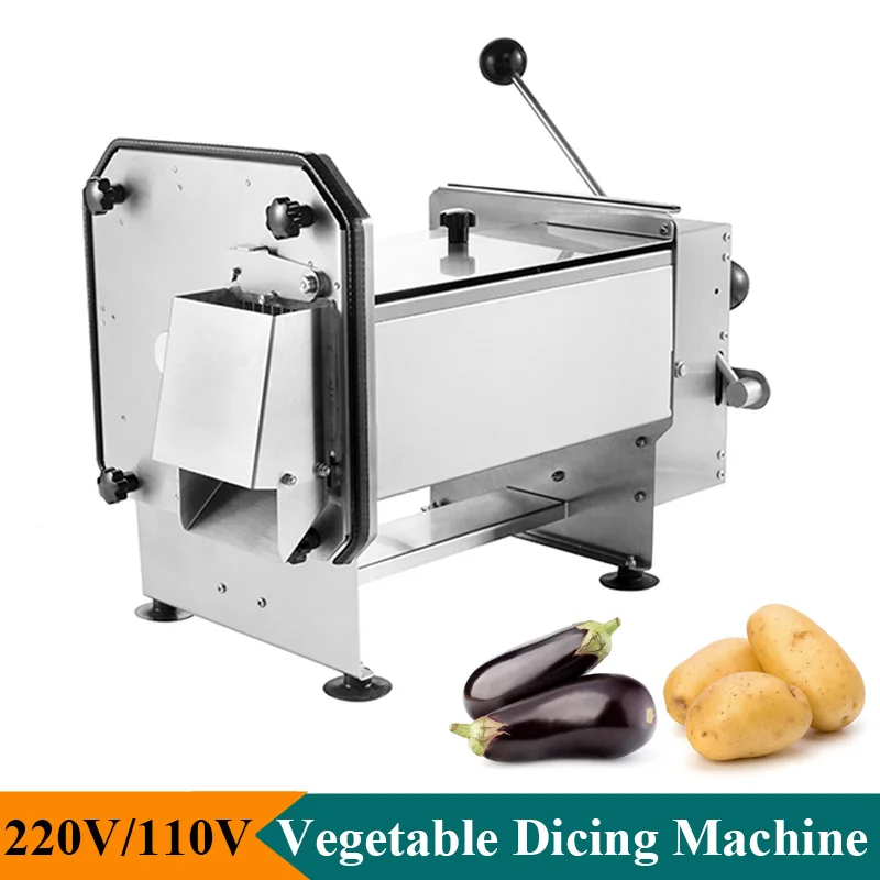 

Electric Stainless Steel Vegetables Dicing Cutting Machine With Four Free Blades 6/8/10/12MM Fruits Vegetables Dicer Kitchenware