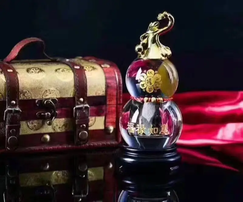 Geomantic efficacious Exorcise evil spirits Superpower good luck wealth stone RU YI gourd FENG SHUI Talisman Crystal statue