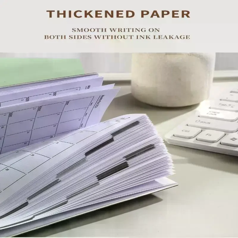 สมุดแพลนเนอร์รายวันขนาด A6 ปี 2026 1 เล่ม, ปฏิทินหนังสีโมรันดี, 64 แผ่น 128 หน้า สมุดปฏิทินรายสัปดาห์แบบบาง