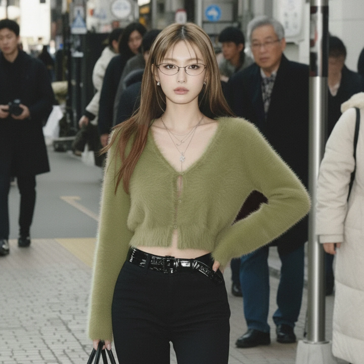 

Casual Basic Furry Knitted Cardigans Solid V-Neck Long Sleeve Croped Sweaters Women 2025 Autumn Winter Coats Fashion Streetwear