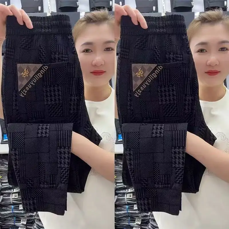 Celana Kasual Pria Sutra Es Kualitas Tinggi Celana Panjang Kering Busin Qui Ringan Tipis Musim Panas Celana Manset Slim Fit