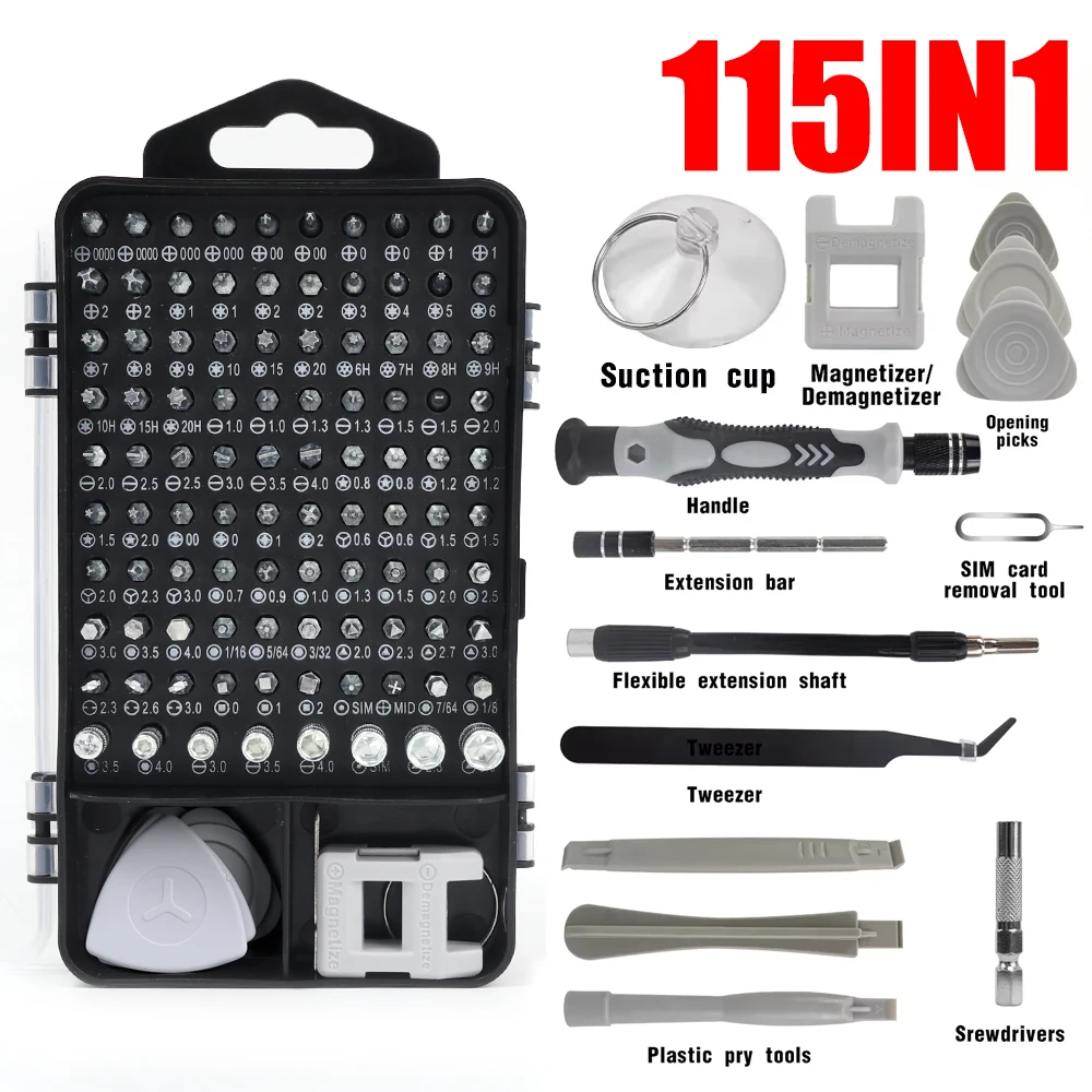 115 In 1 Multifunctional Electronic Equipment Repair Screwdriver Kit Computer PC Mobile Phones Screw Driver Household Tools