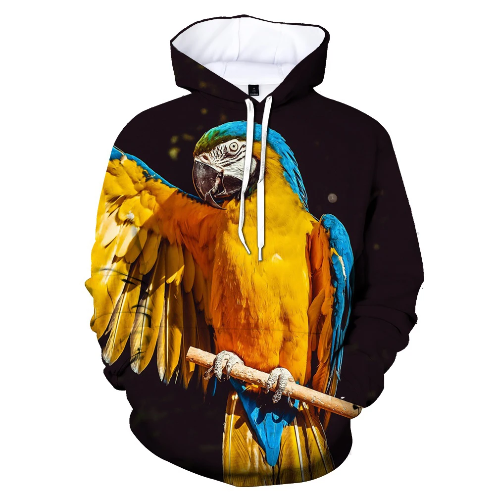 

Spring Women and Men New Fashion Parrot 3D Printed Hoodie Casual Animal Hoodie Long-sleeved Hoodie