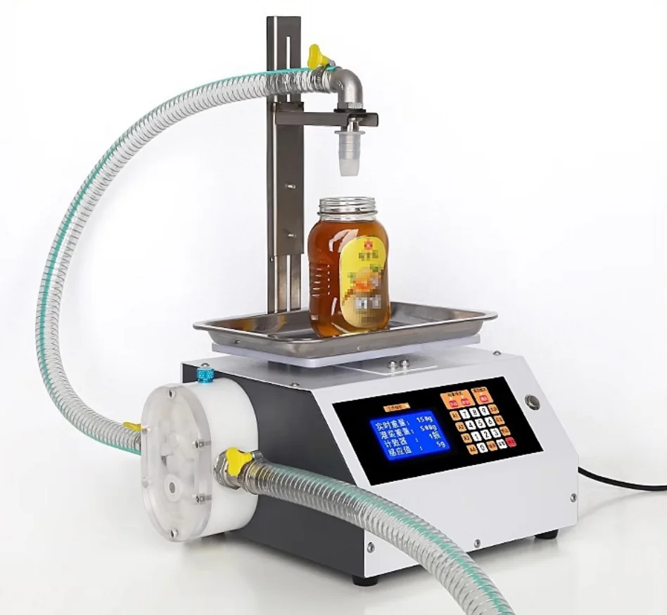 Small Desktop Automatic Bottle/Cans Beverage Pure Water Honey Single Head Filling Machine High-Accuracy