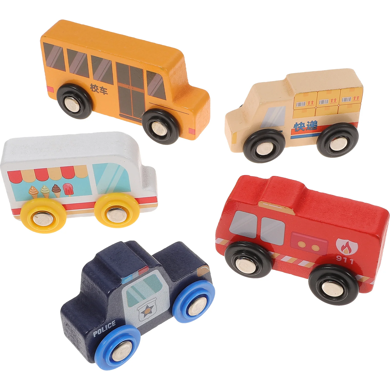 Children Vehicle Toy Kids Car Cognitive Plaything Wooden Scene Statue Children’s Toys