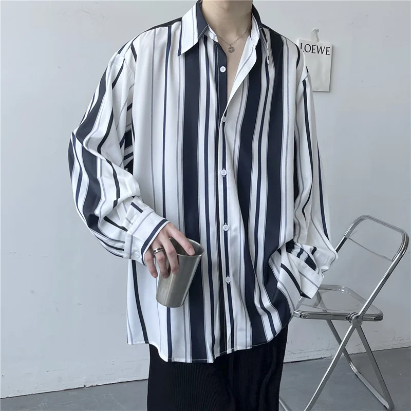 

Men's Classic Long Sleeve Non-Iron Striped Shirts Casual Standard-fit Formal Business Work Social Cotton Basic Dress Shirt B29