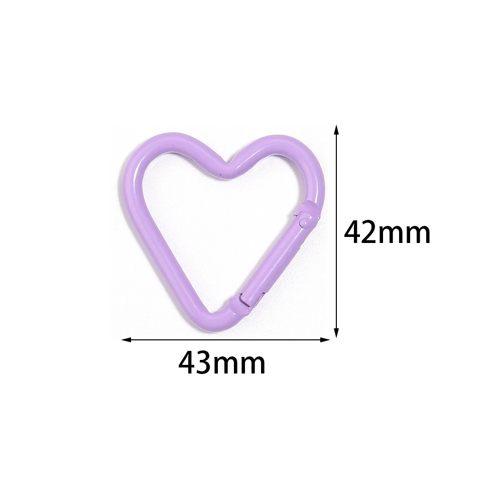 5pcs Colorful Heart-shaped Aluminum Alloy Carabiner Rings Keychain Clip Spring Hook Hanging Buckle Jewelry Making Accessories view 3