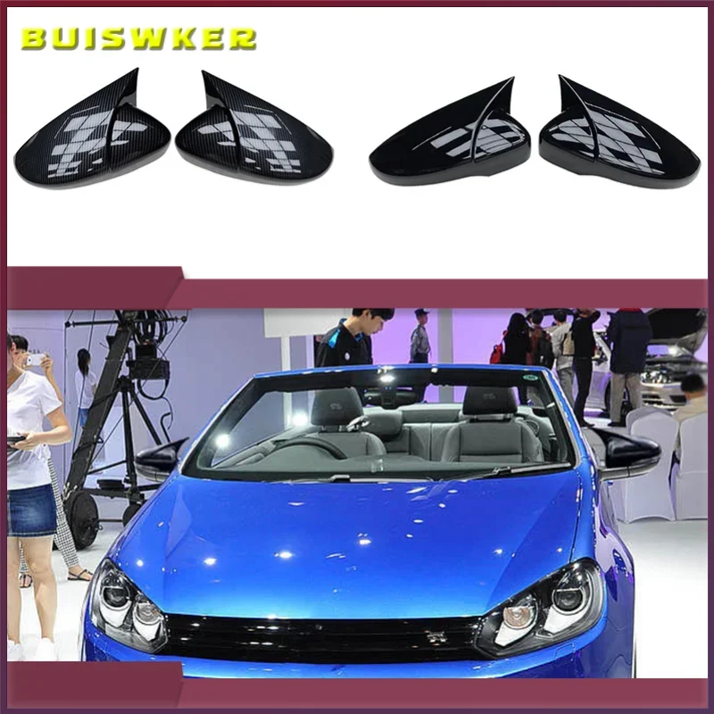 

For Scirocco PASSAT Beetle 2009-2018 Carbon Fiber Door Side Wing Rearview Mirror Ox Horn Cover Cap Car Accessories